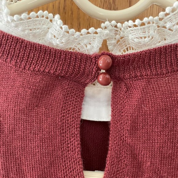 Sezane Pink Sweater with Removable White Lace - Picture 4 of 6
